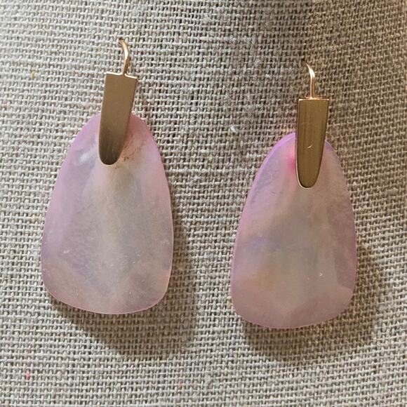 Kendra Scott Marty Rose Quartz Gold Dangle Earrings - Picture 1 of 4